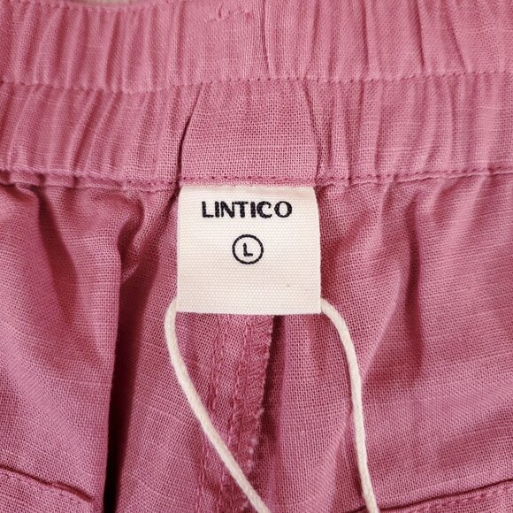 NWT Lintico Womens Large Linen Simple Button Fly Trousers HEIDI Raspberry Pink - Picture 13 of 16